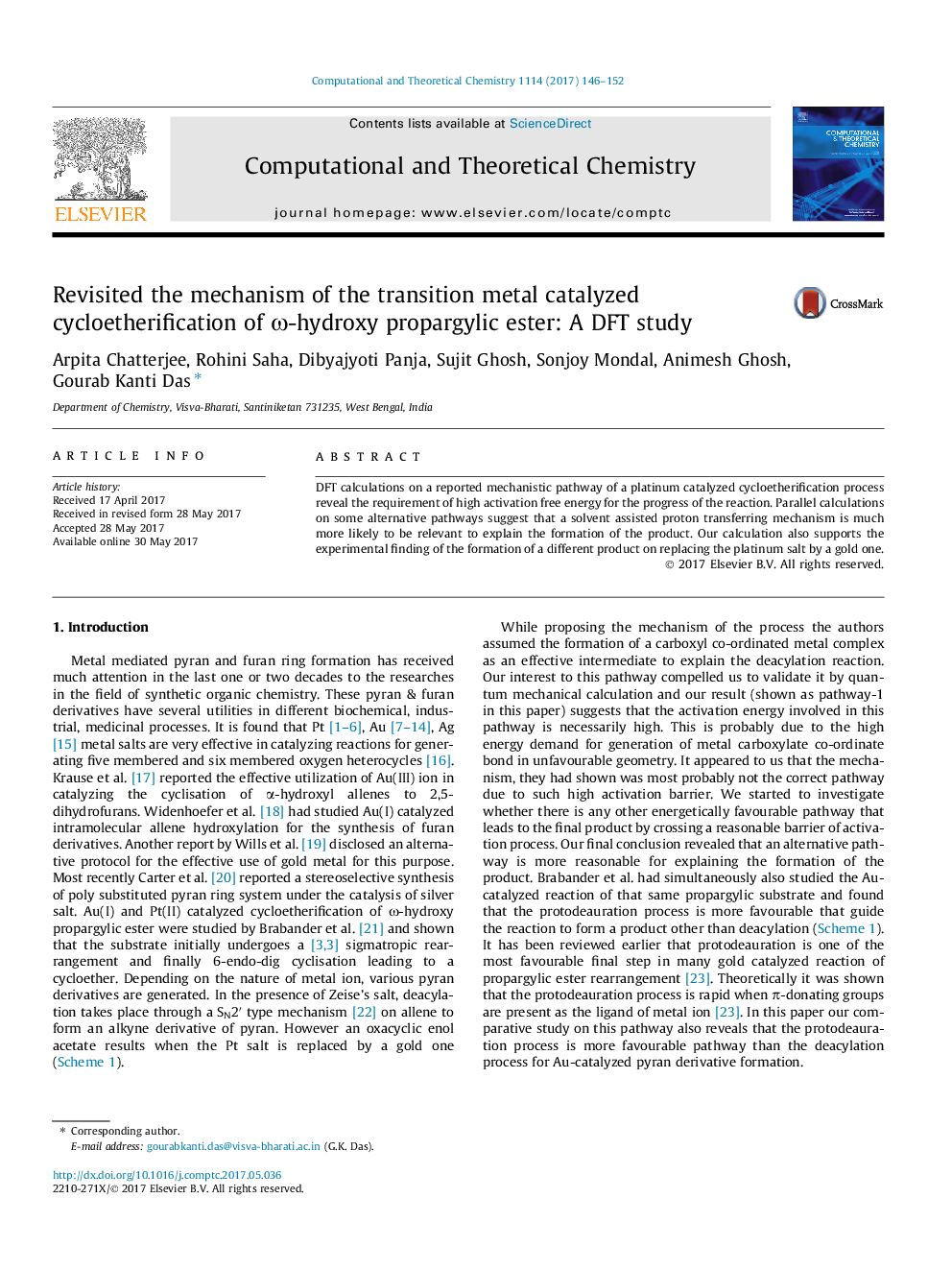 Revisited the mechanism of the transition metal catalyzed cycloetherification of Ï-hydroxy propargylic ester: A DFT study