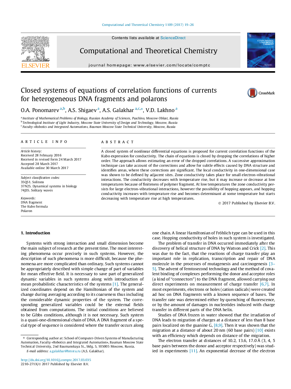 Closed systems of equations of correlation functions of currents for heterogeneous DNA fragments and polarons