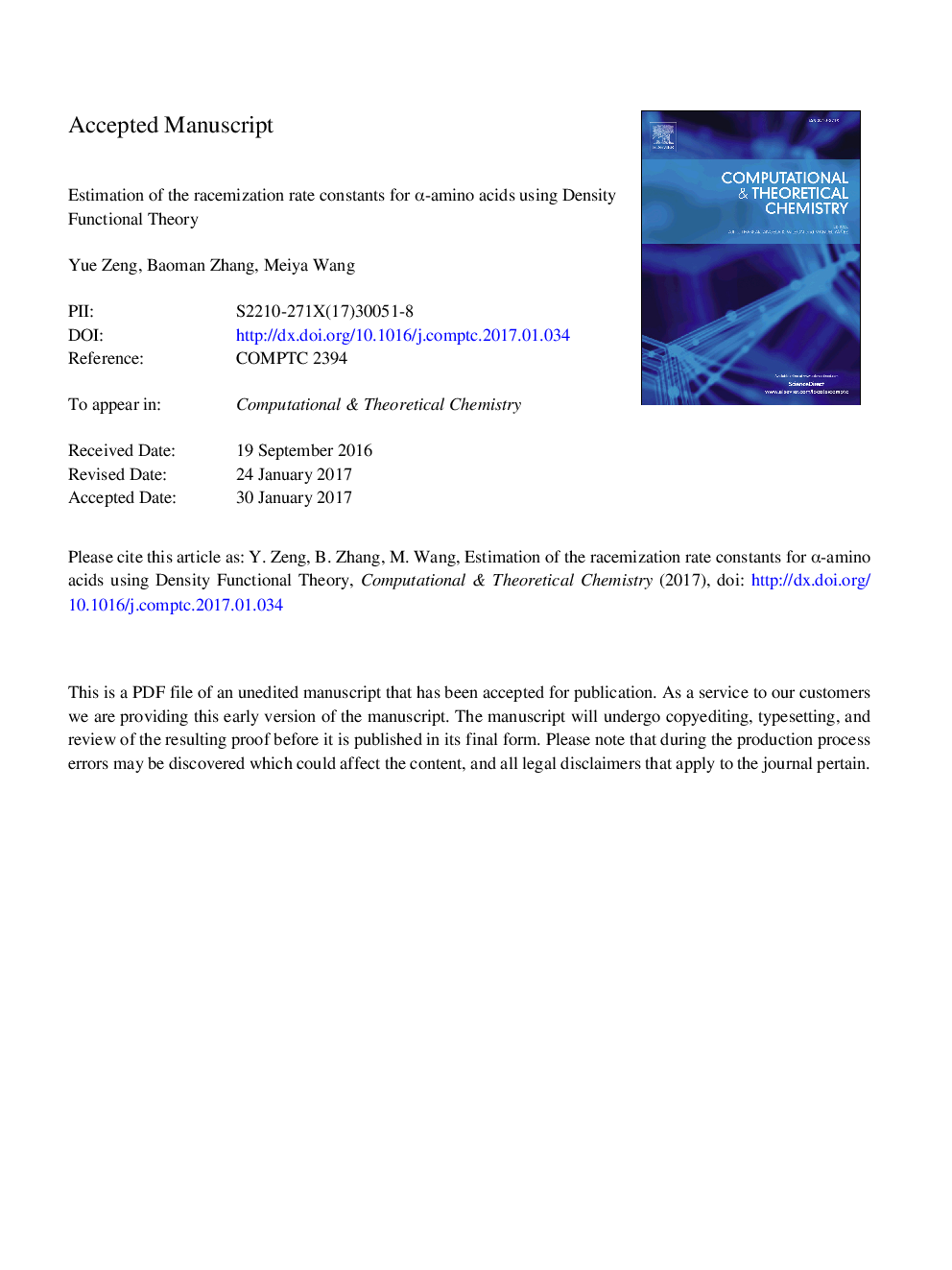 Estimation of the racemization rate constants for Î±-amino acids using Density Functional Theory