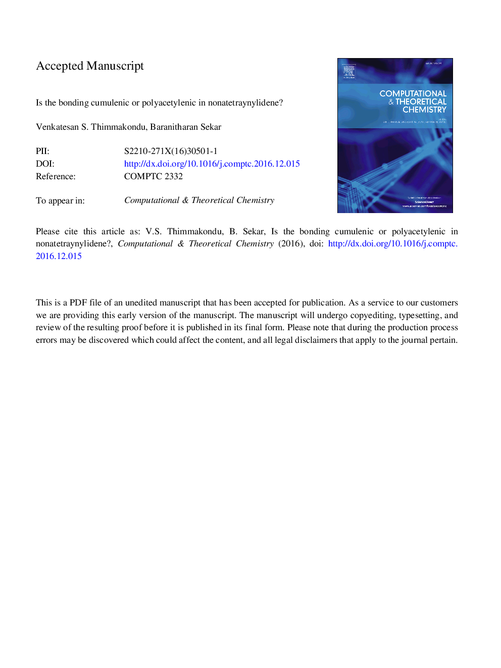 Is the bonding cumulenic or polyacetylenic in nonatetraynylidene?