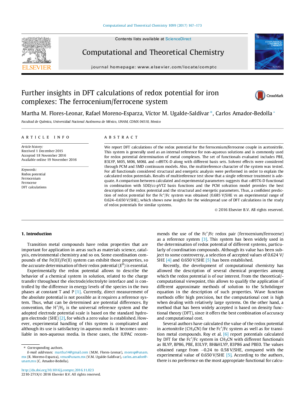 Further insights in DFT calculations of redox potential for iron complexes: The ferrocenium/ferrocene system