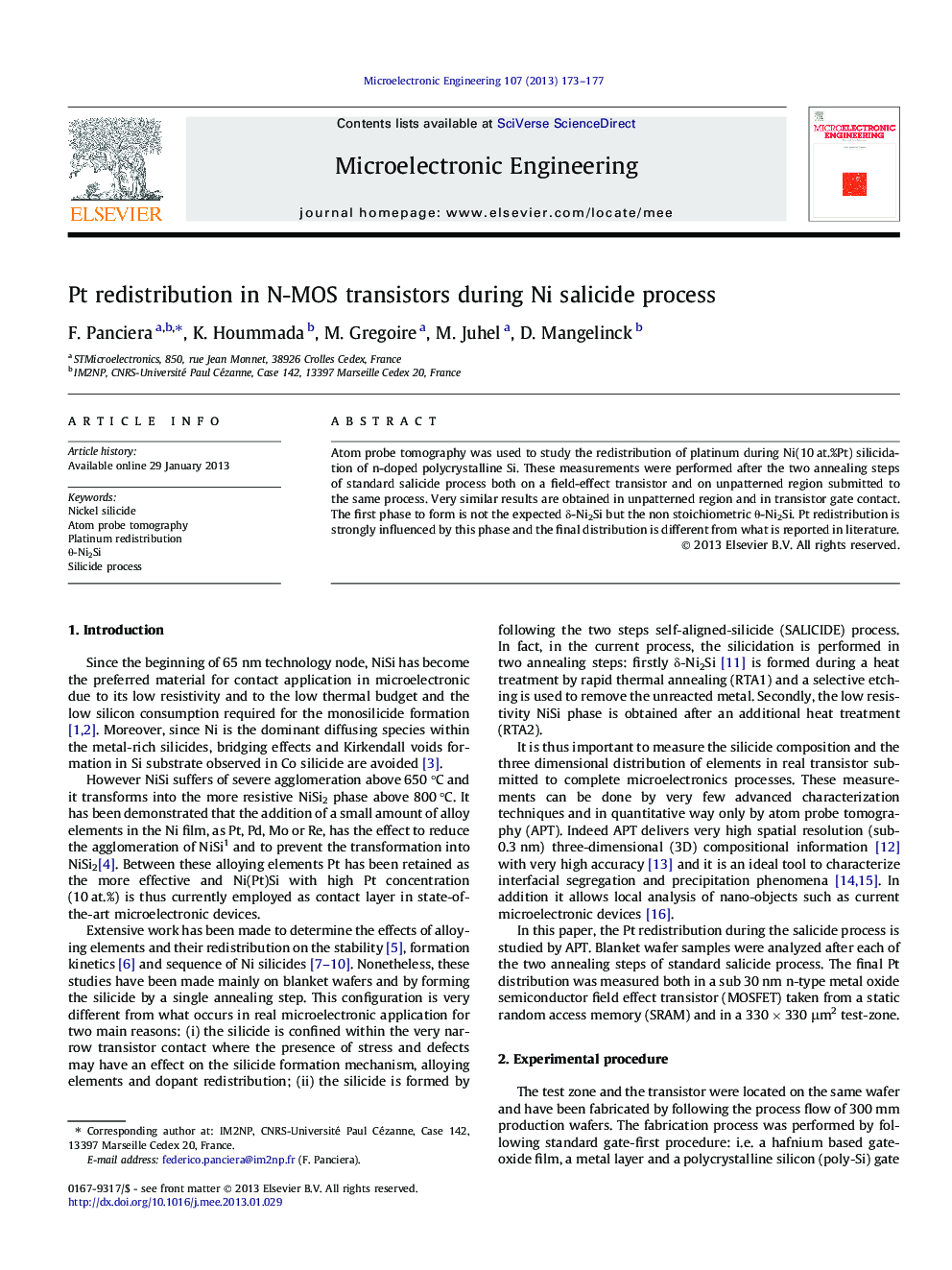 Pt redistribution in N-MOS transistors during Ni salicide process