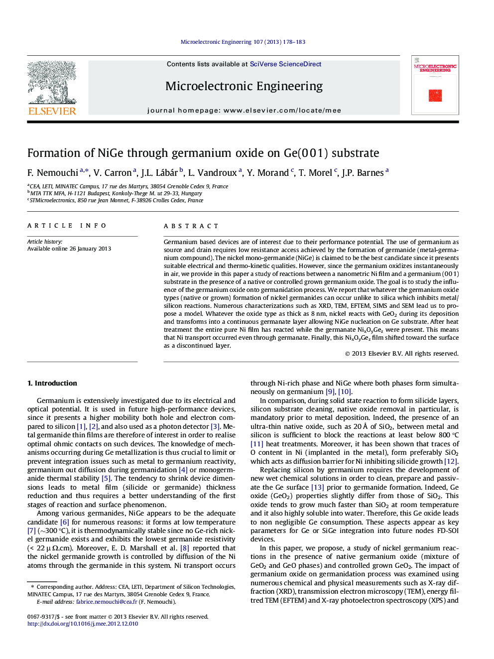 Formation of NiGe through germanium oxide on Ge(0 0 1) substrate