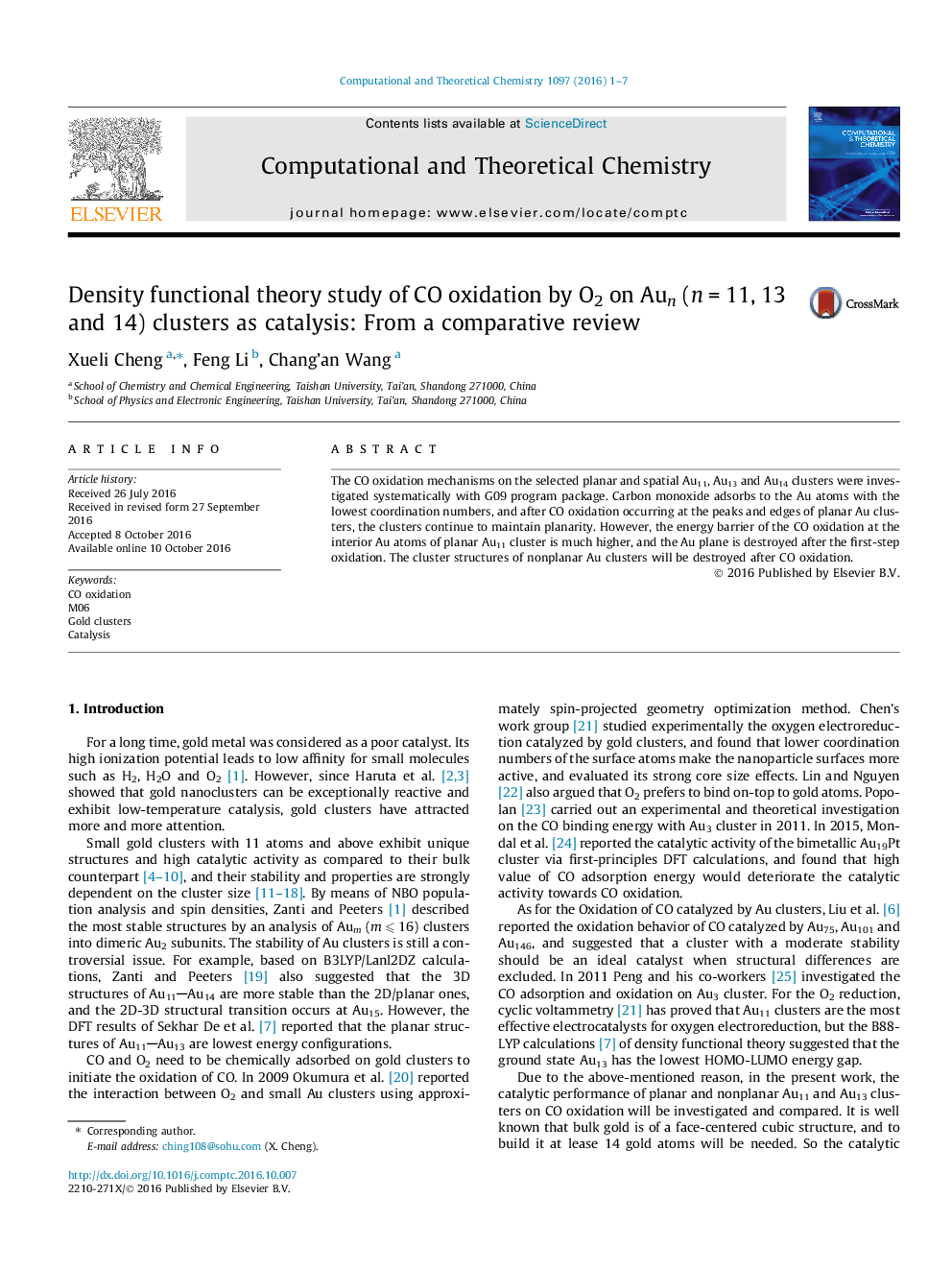 Density functional theory study of CO oxidation by O2 on Aun (nÂ =Â 11, 13 and 14) clusters as catalysis: From a comparative review