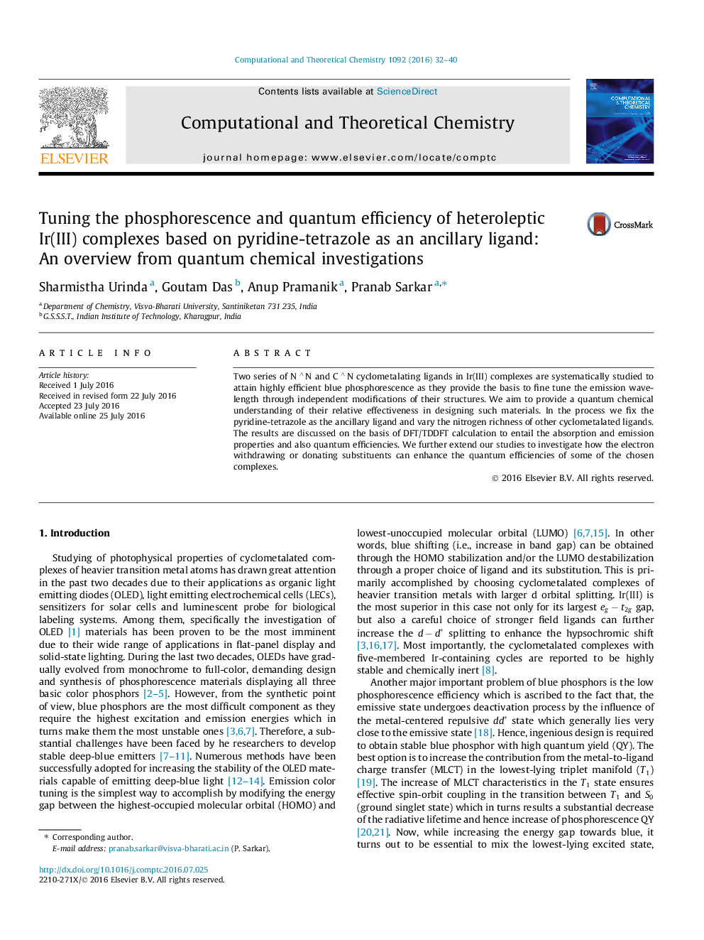 Tuning the phosphorescence and quantum efficiency of heteroleptic Ir(III) complexes based on pyridine-tetrazole as an ancillary ligand: An overview from quantum chemical investigations