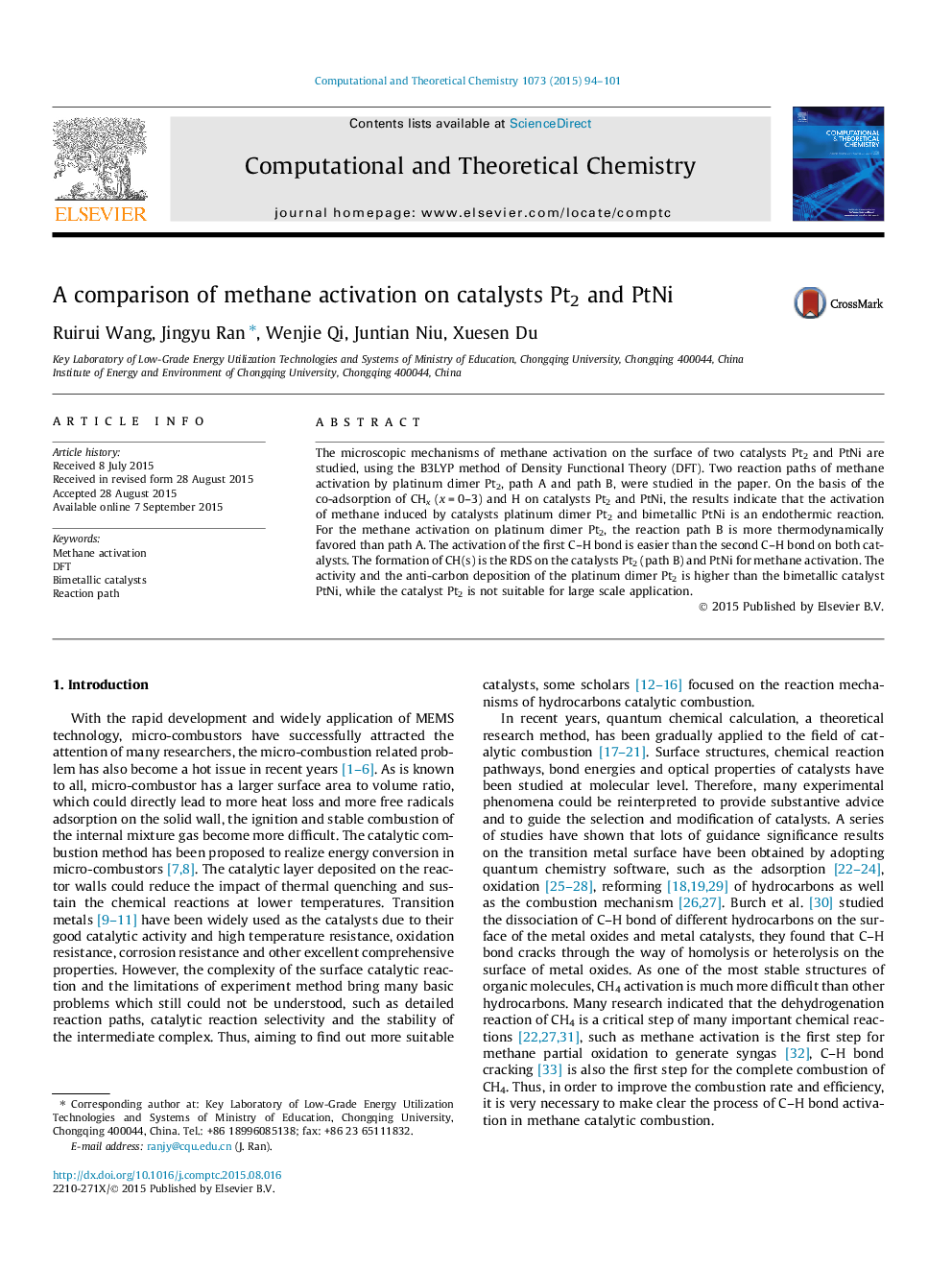 A comparison of methane activation on catalysts Pt2 and PtNi