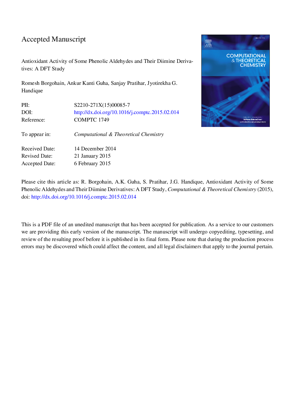 Antioxidant activity of some phenolic aldehydes and their diimine derivatives: A DFT study