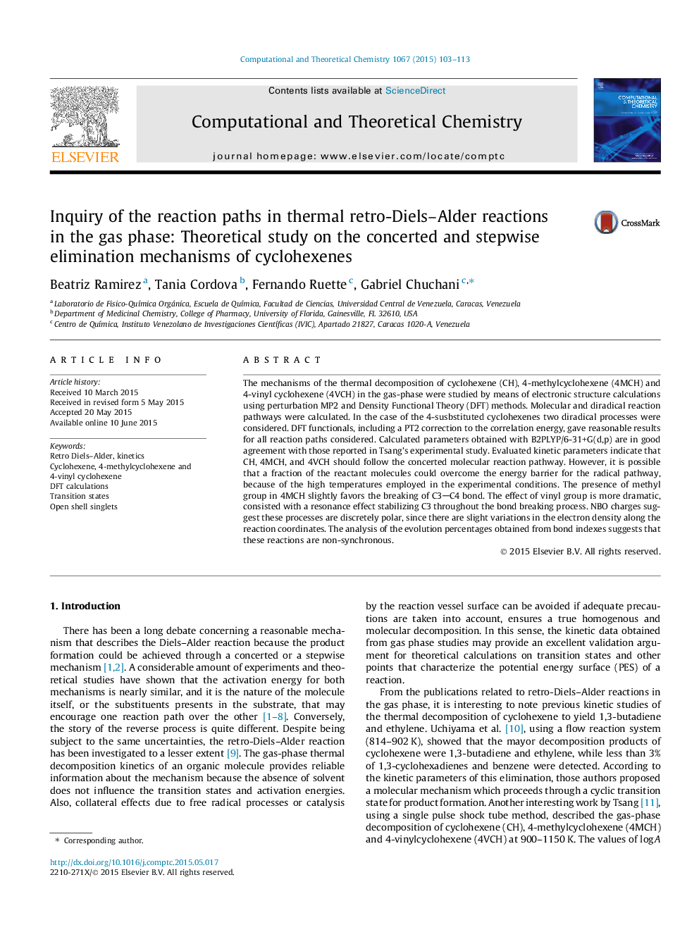 Inquiry of the reaction paths in thermal retro-Diels-Alder reactions in the gas phase: Theoretical study on the concerted and stepwise elimination mechanisms of cyclohexenes