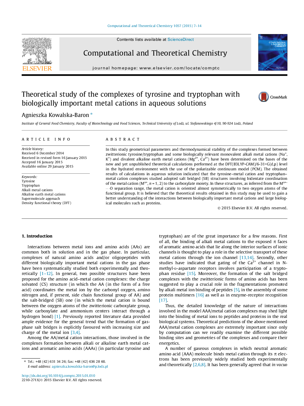 Theoretical study of the complexes of tyrosine and tryptophan with biologically important metal cations in aqueous solutions