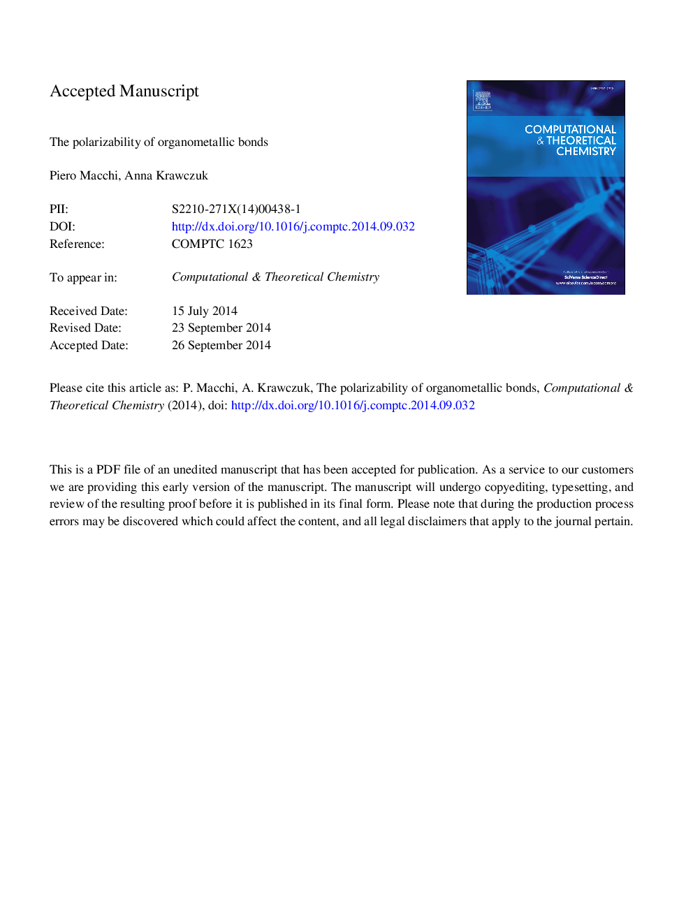 The polarizability of organometallic bonds