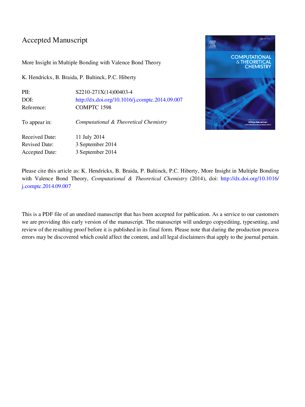 More insight in multiple bonding with valence bond theory