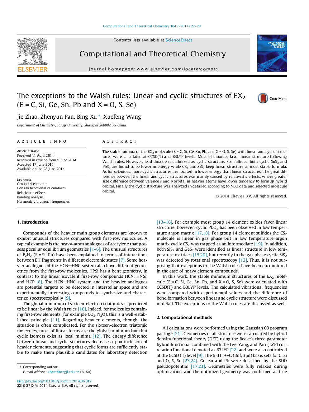 The exceptions to the Walsh rules: Linear and cyclic structures of EX2 (EÂ =Â C, Si, Ge, Sn, Pb and XÂ =Â O, S, Se)