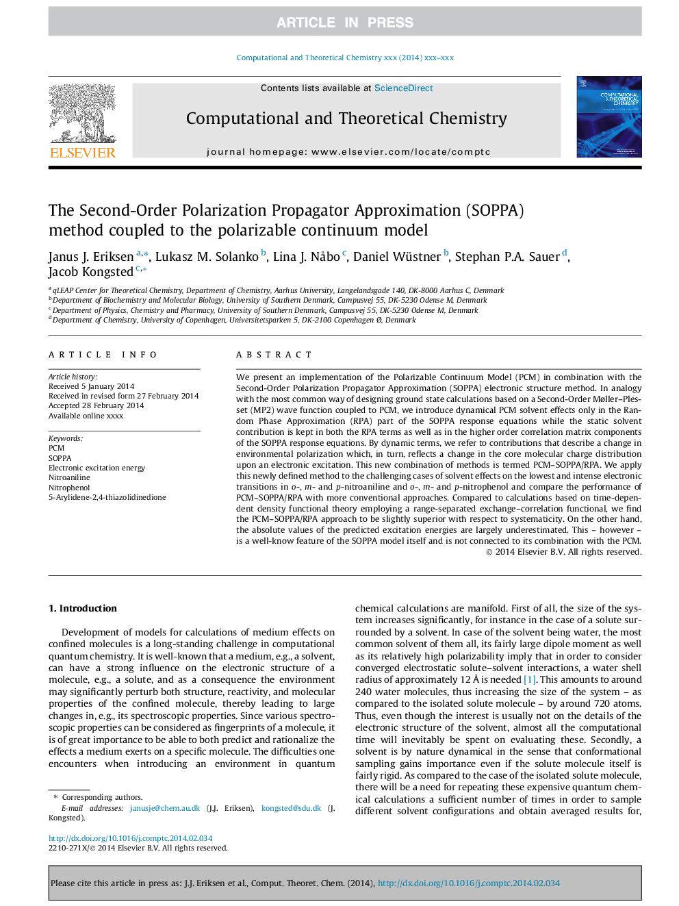 The Second-Order Polarization Propagator Approximation (SOPPA) method coupled to the polarizable continuum model