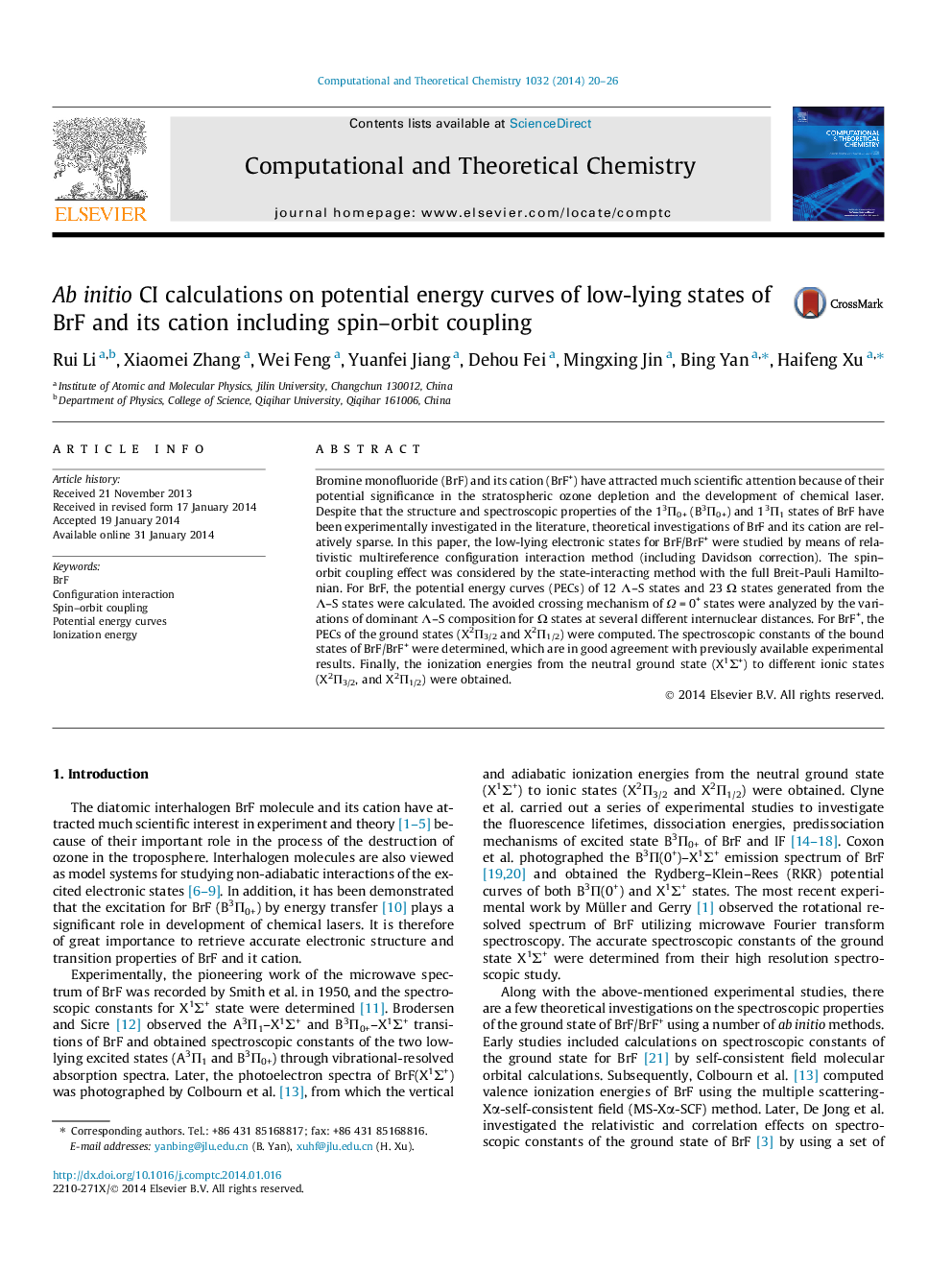 Ab initio CI calculations on potential energy curves of low-lying states of BrF and its cation including spin-orbit coupling