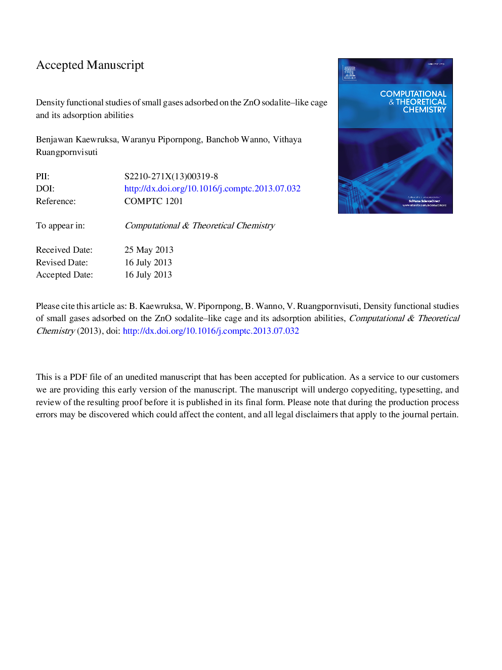 Density functional studies of small gases adsorbed on the ZnO sodalite-like cage and its adsorption abilities