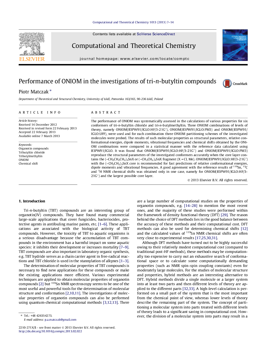 Performance of ONIOM in the investigations of tri-n-butyltin compounds