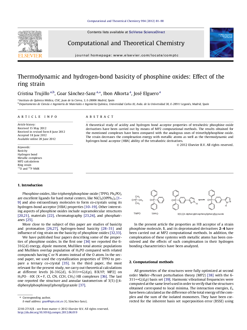 Thermodynamic and hydrogen-bond basicity of phosphine oxides: Effect of the ring strain