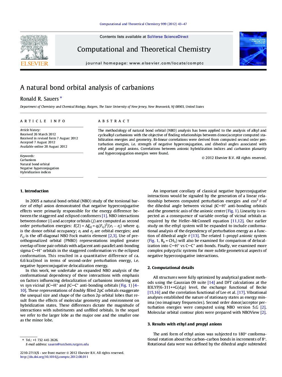 A natural bond orbital analysis of carbanions