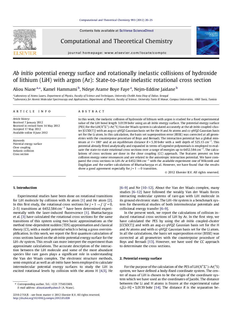 Ab initio potential energy surface and rotationally inelastic collisions of hydroxide of lithium (LiH) with argon (Ar): State-to-state inelastic rotational cross section