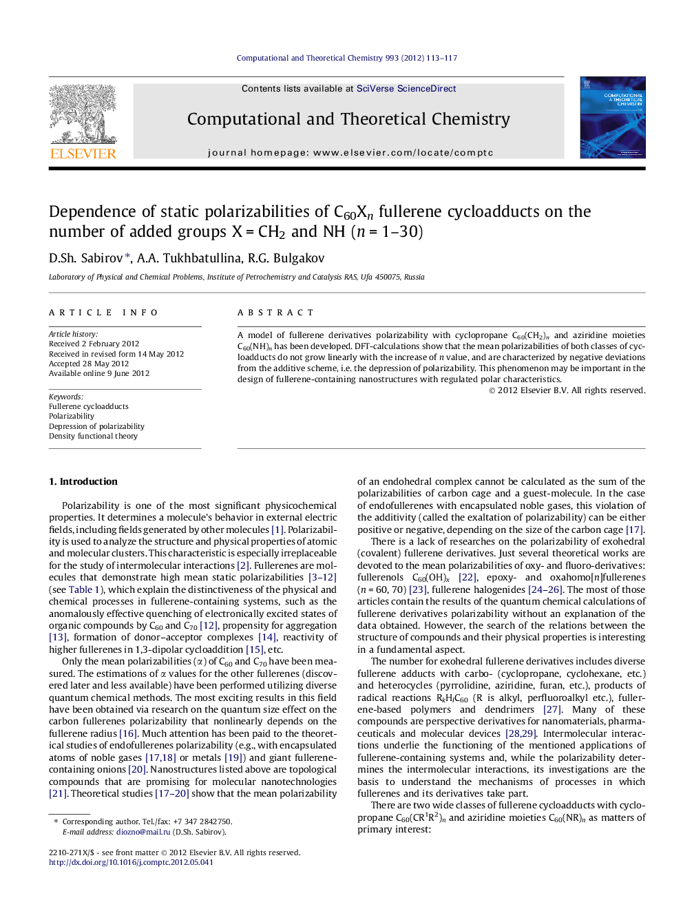 Dependence of static polarizabilities of C60Xn fullerene cycloadducts on the number of added groups XÂ =Â CH2 and NH (nÂ =Â 1-30)