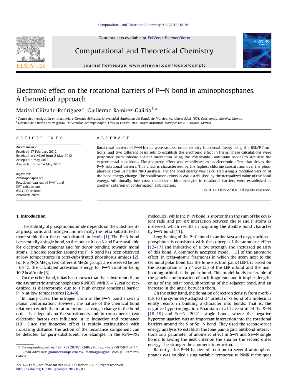 Electronic effect on the rotational barriers of PN bond in aminophosphanes. A theoretical approach