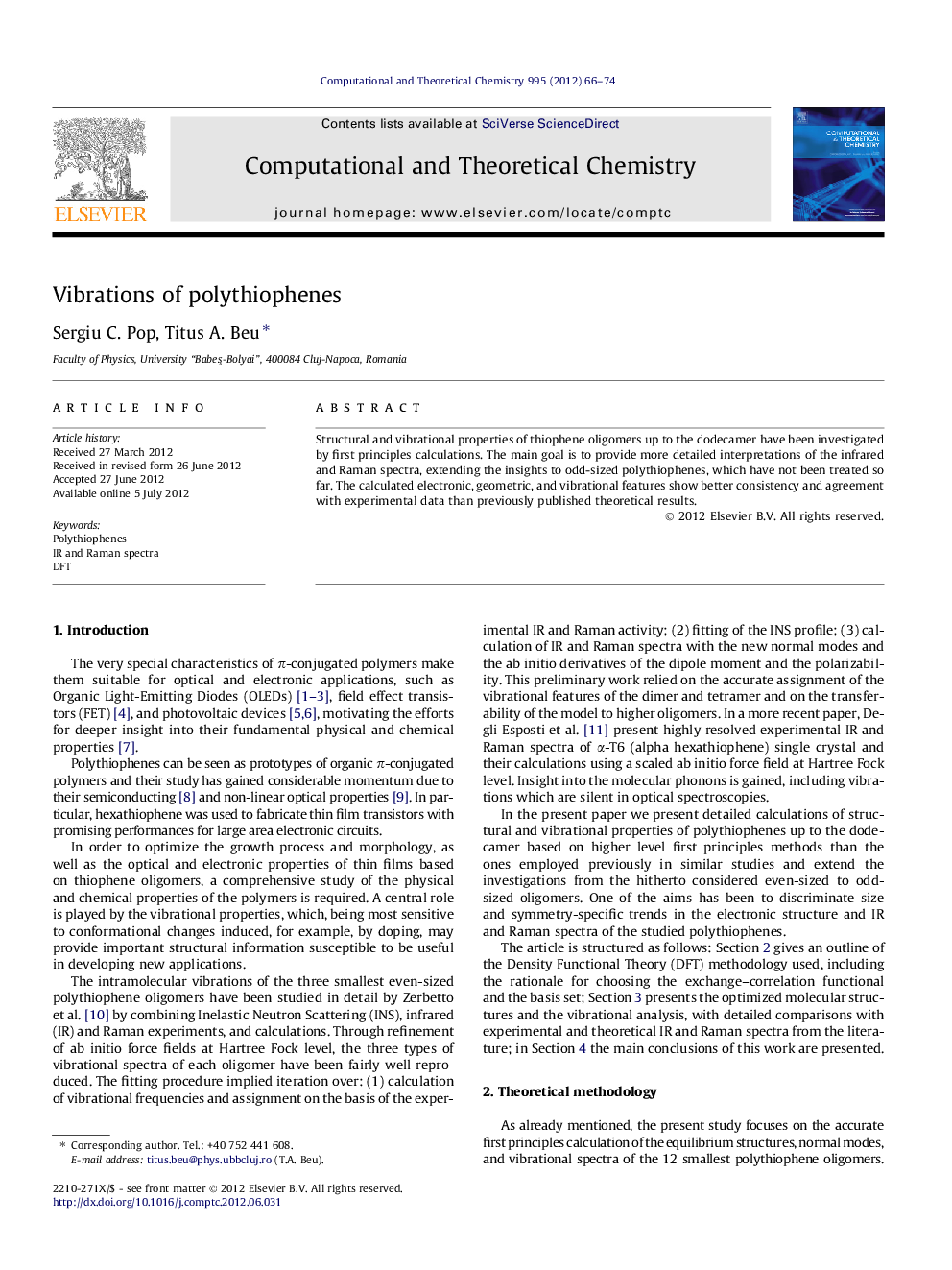 Vibrations of polythiophenes