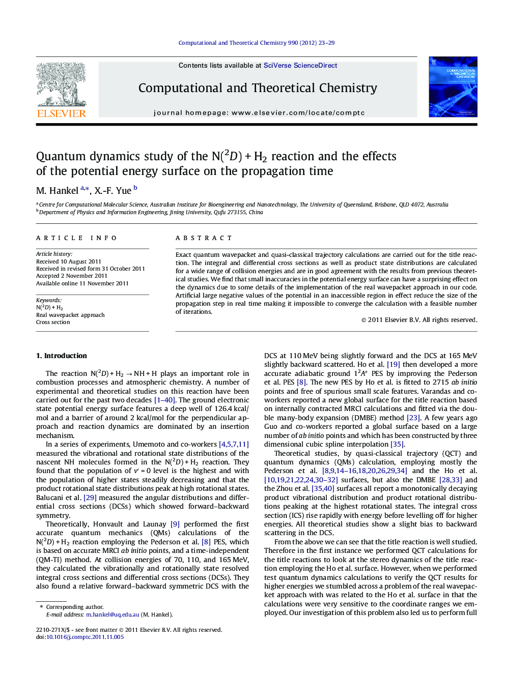 Quantum dynamics study of the N(2D)Â +Â H2 reaction and the effects of the potential energy surface on the propagation time