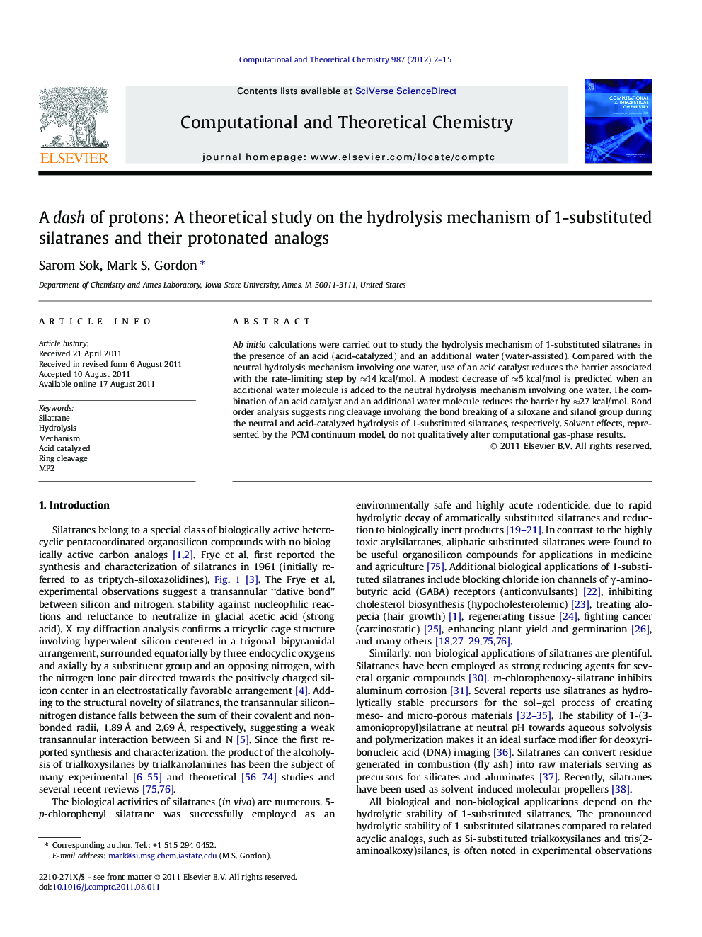 A dash of protons: A theoretical study on the hydrolysis mechanism of 1-substituted silatranes and their protonated analogs