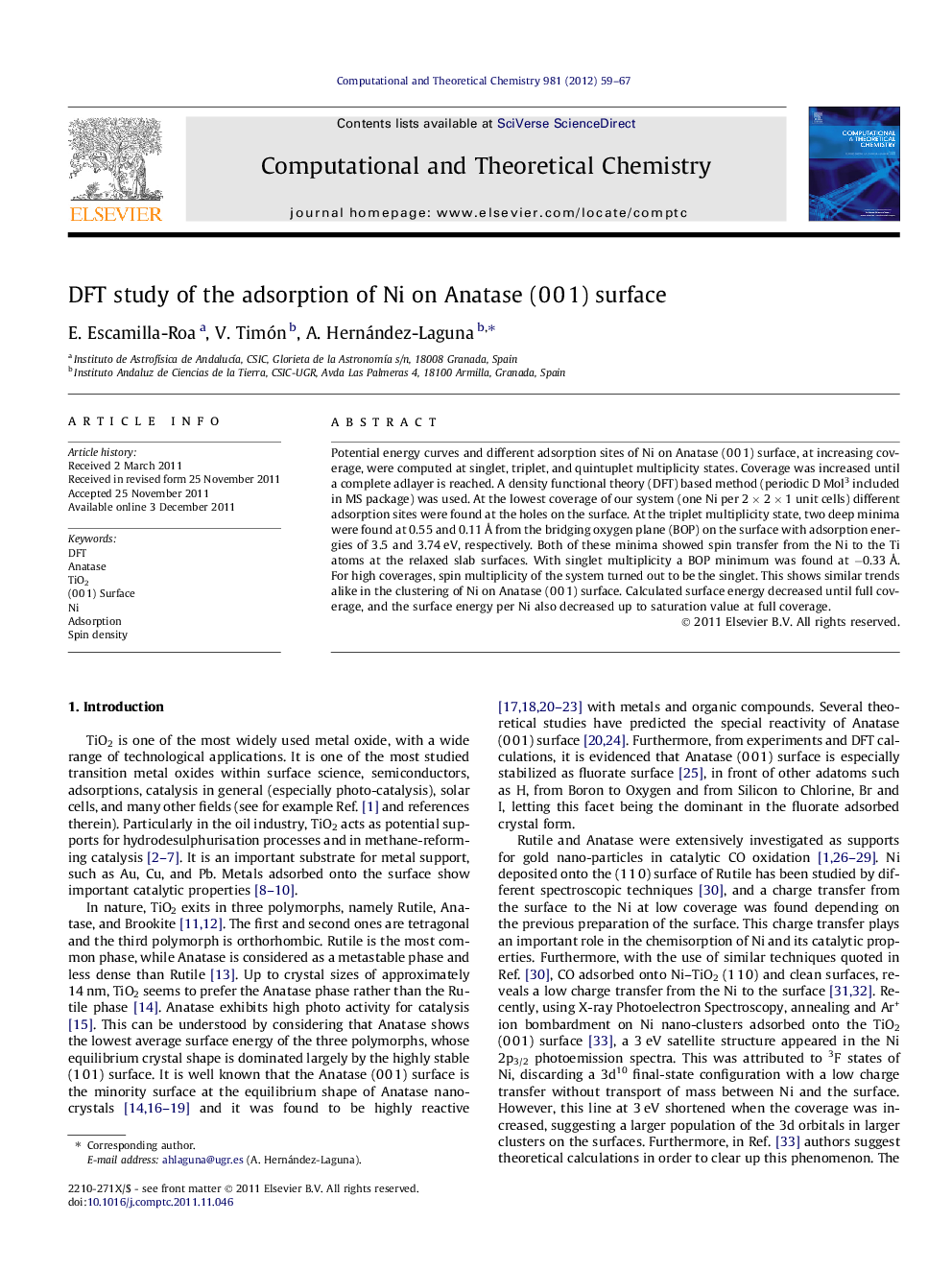 DFT study of the adsorption of Ni on Anatase (0Â 0Â 1) surface