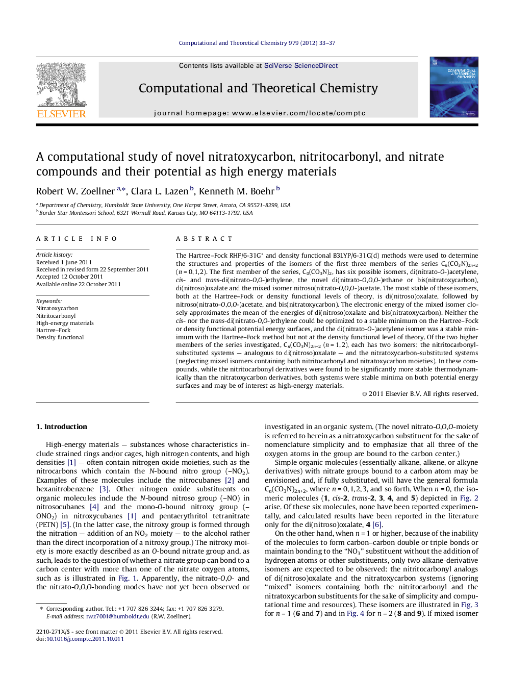 A computational study of novel nitratoxycarbon, nitritocarbonyl, and nitrate compounds and their potential as high energy materials