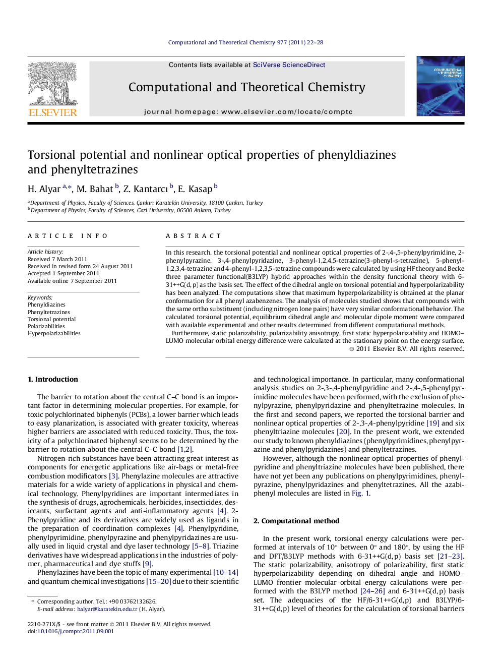 Torsional potential and nonlinear optical properties of phenyldiazines and phenyltetrazines