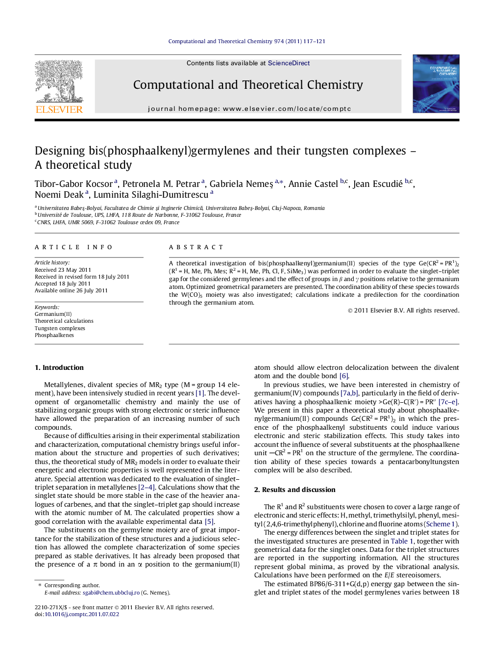 Designing bis(phosphaalkenyl)germylenes and their tungsten complexes - A theoretical study