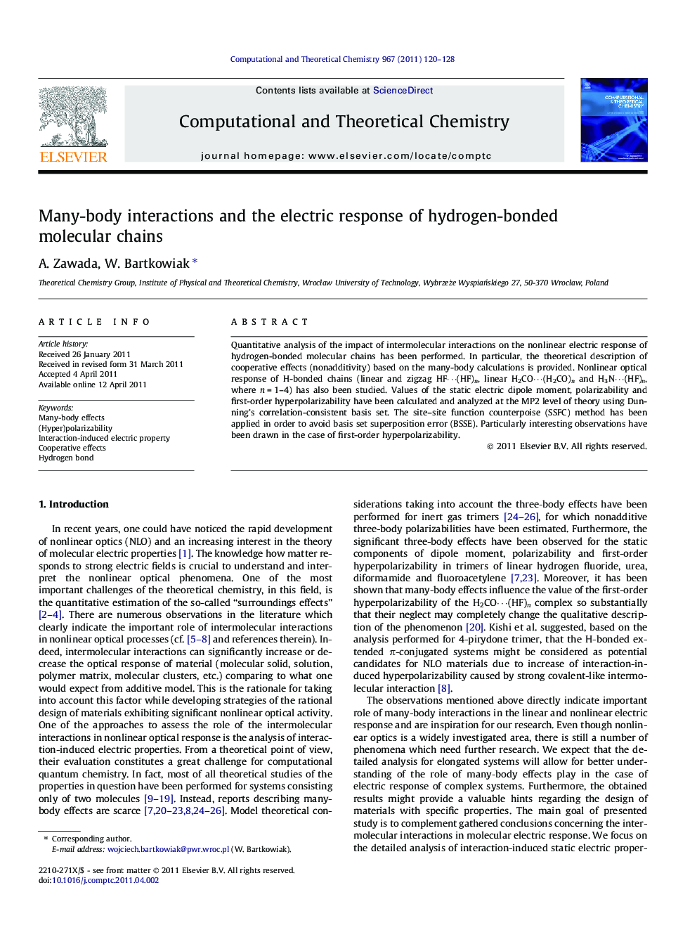 Many-body interactions and the electric response of hydrogen-bonded molecular chains