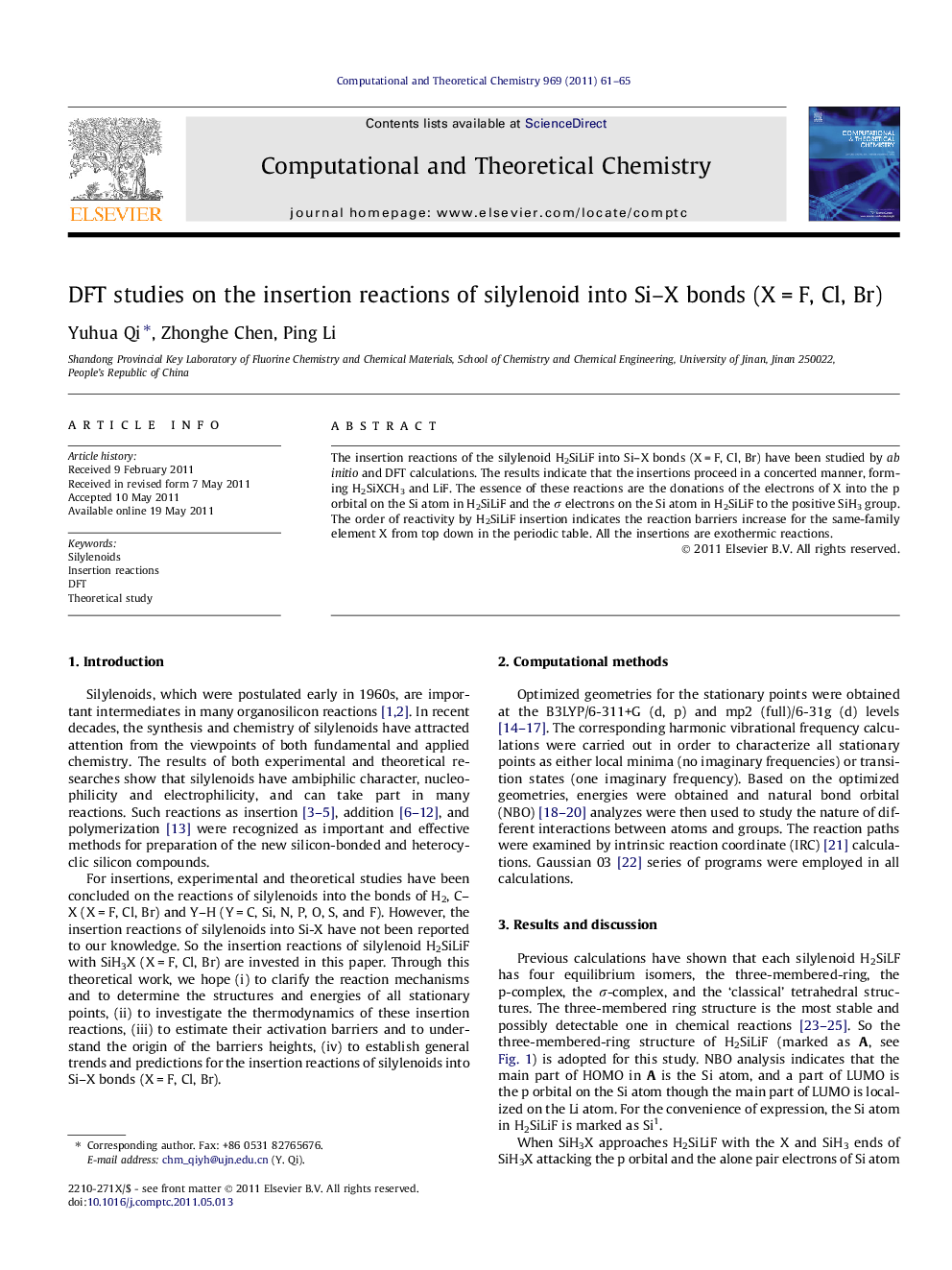 DFT studies on the insertion reactions of silylenoid into Si-X bonds (XÂ =Â F, Cl, Br)