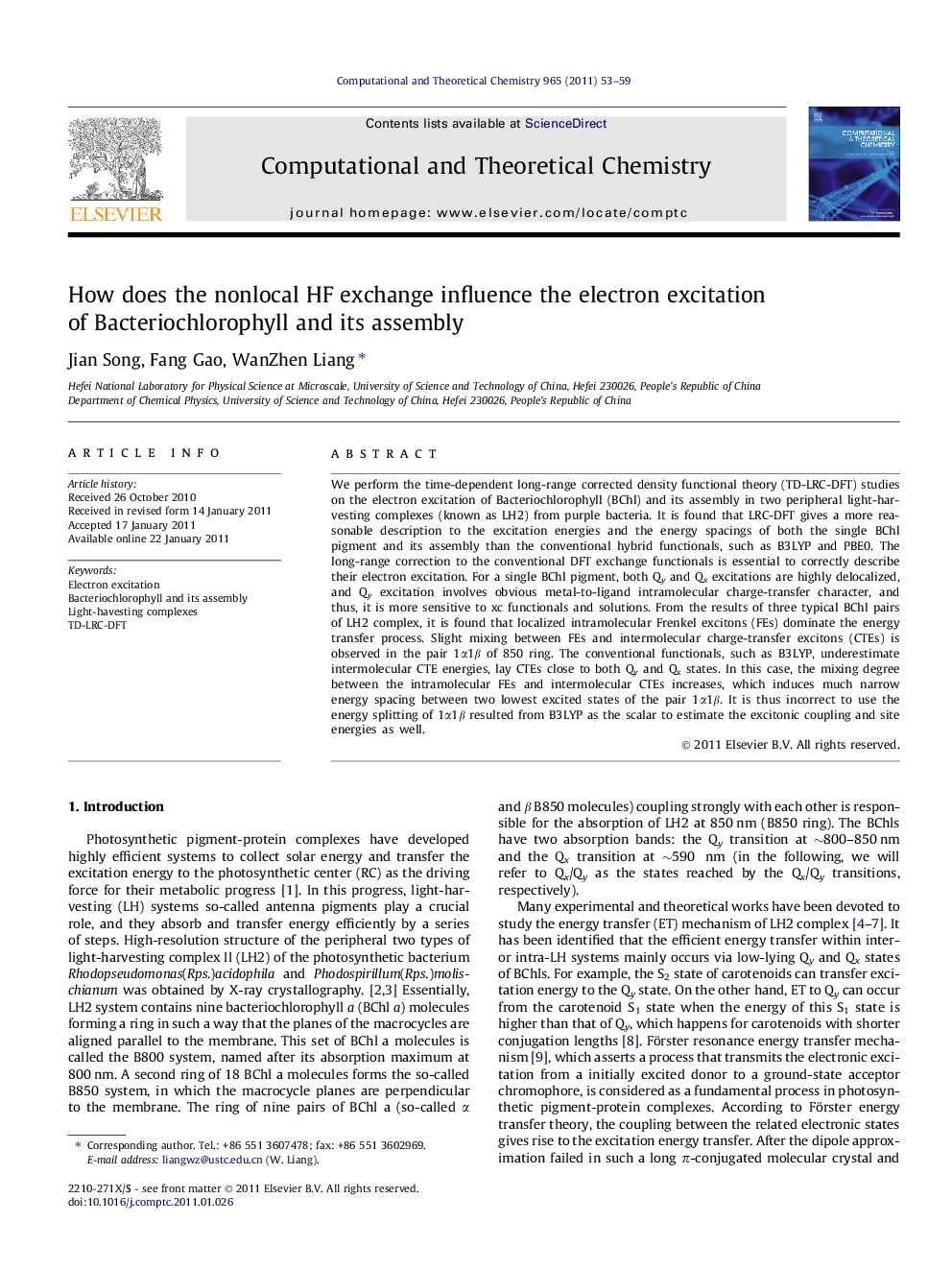 How does the nonlocal HF exchange influence the electron excitation of Bacteriochlorophyll and its assembly