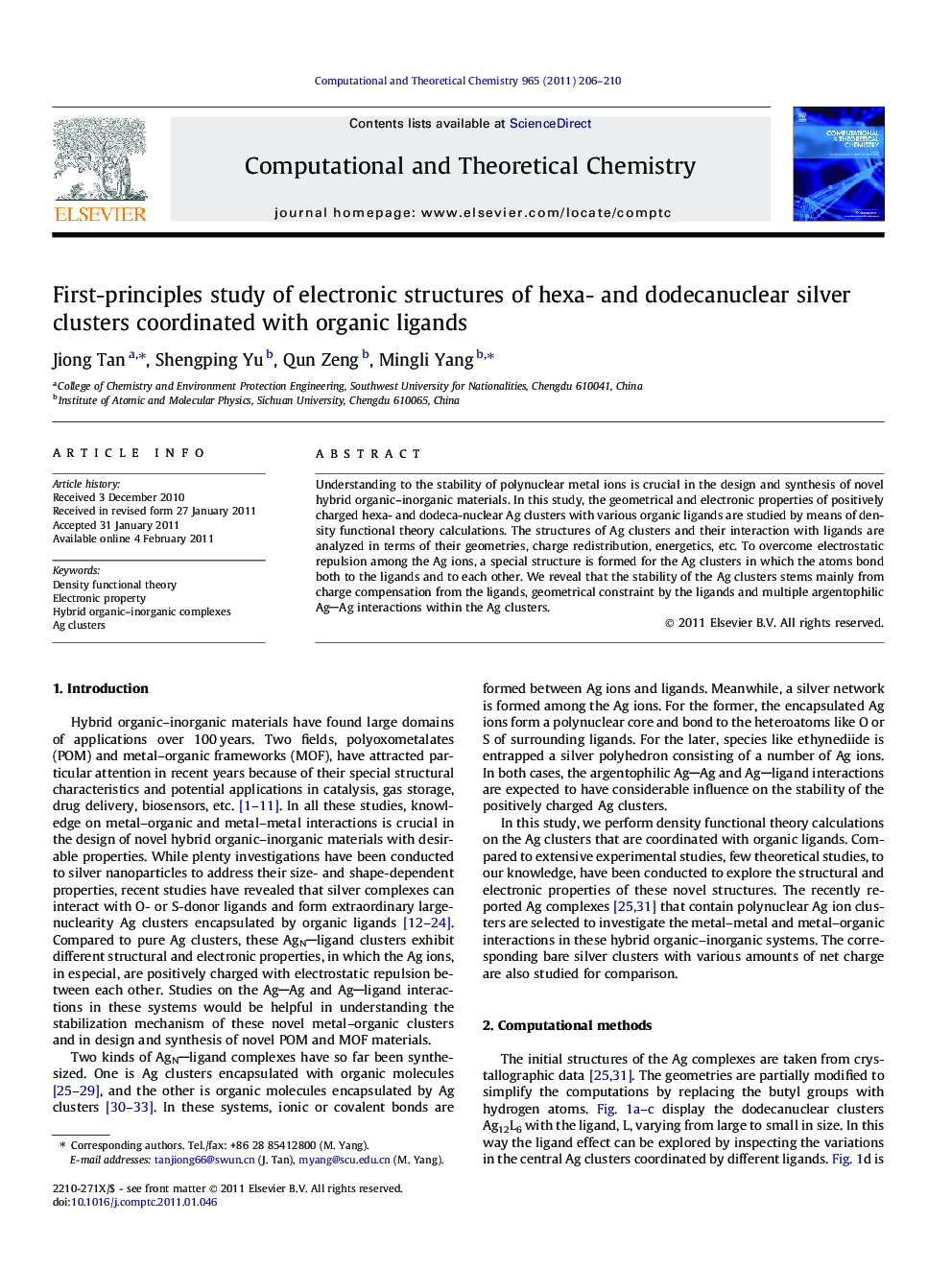 First-principles study of electronic structures of hexa- and dodecanuclear silver clusters coordinated with organic ligands