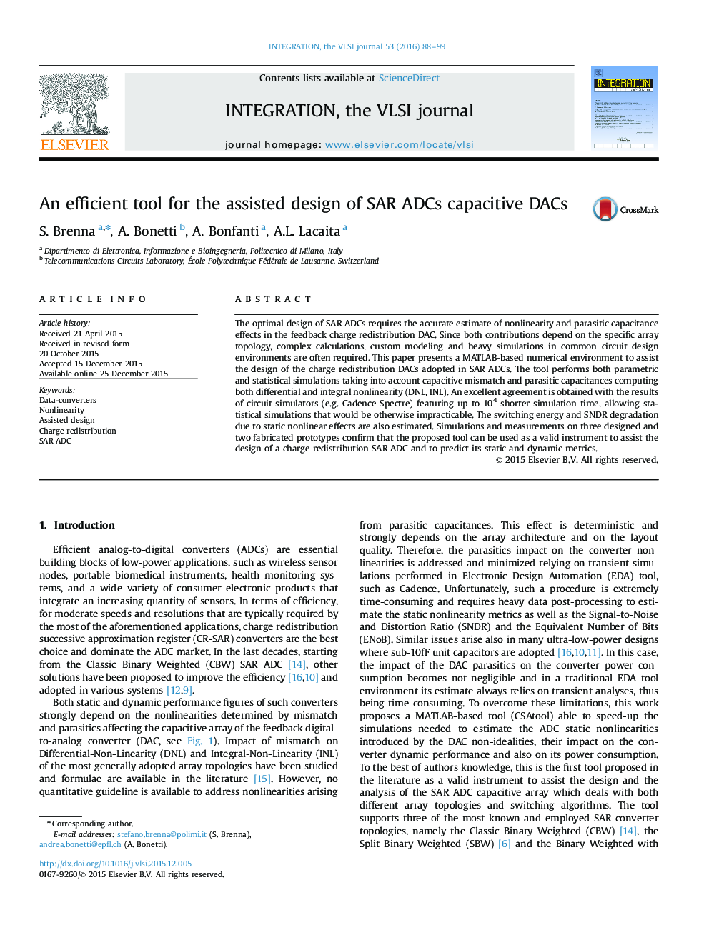 An efficient tool for the assisted design of SAR ADCs capacitive DACs
