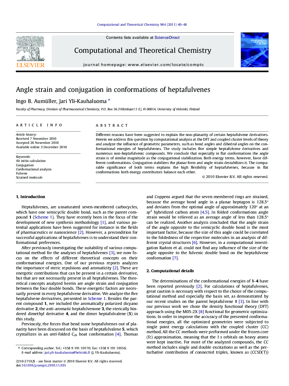 Angle strain and conjugation in conformations of heptafulvenes