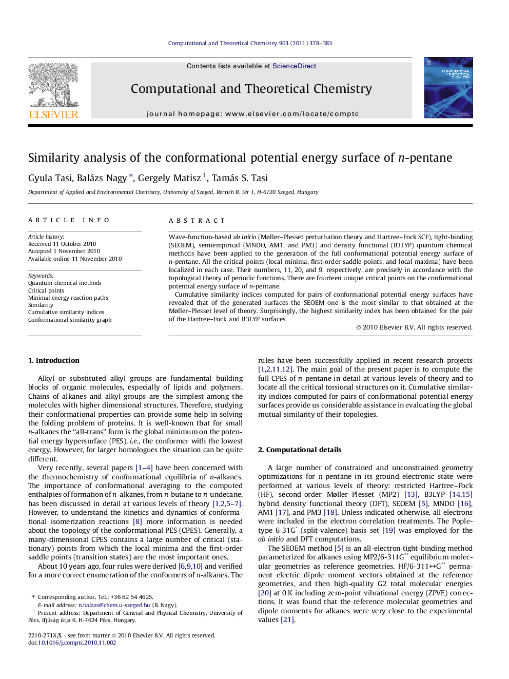 Similarity analysis of the conformational potential energy surface of n-pentane