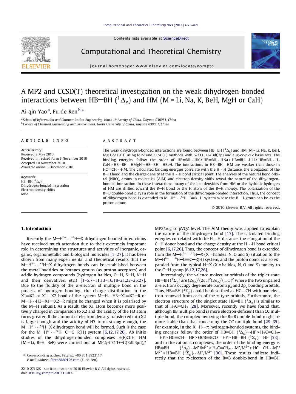 A MP2 and CCSD(T) theoretical investigation on the weak dihydrogen-bonded interactions between HBBH (1Îg) and HM (MÂ =Â Li, Na, K, BeH, MgH or CaH)