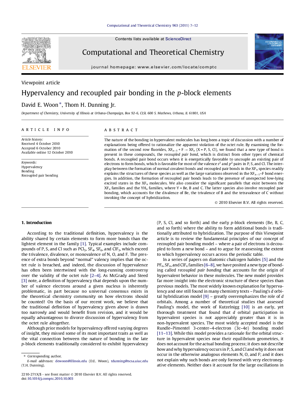 Viewpoint articleHypervalency and recoupled pair bonding in the p-block elements