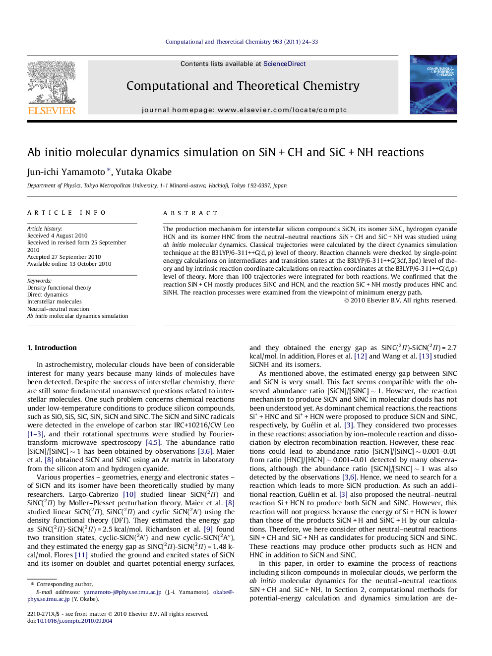 Ab initio molecular dynamics simulation on SiNÂ +Â CH and SiCÂ +Â NH reactions