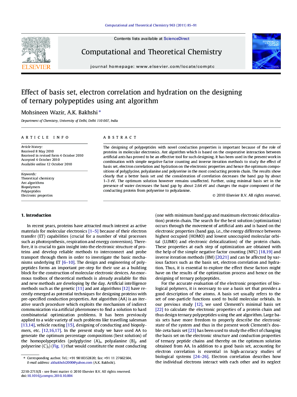 Effect of basis set, electron correlation and hydration on the designing of ternary polypeptides using ant algorithm