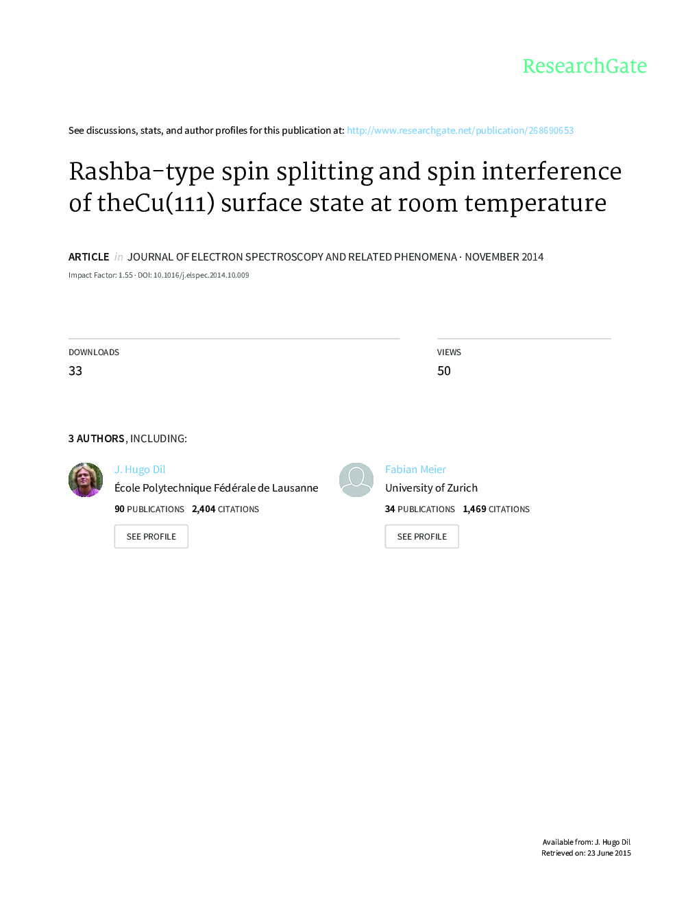 Rashba-type spin splitting and spin interference of the Cu(1Â 1Â 1) surface state at room temperature