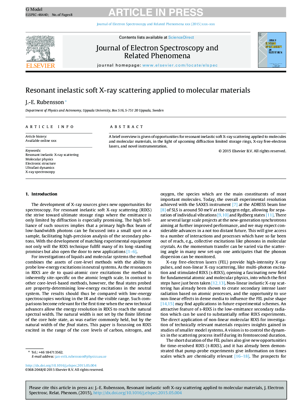 Resonant inelastic soft X-ray scattering applied to molecular materials