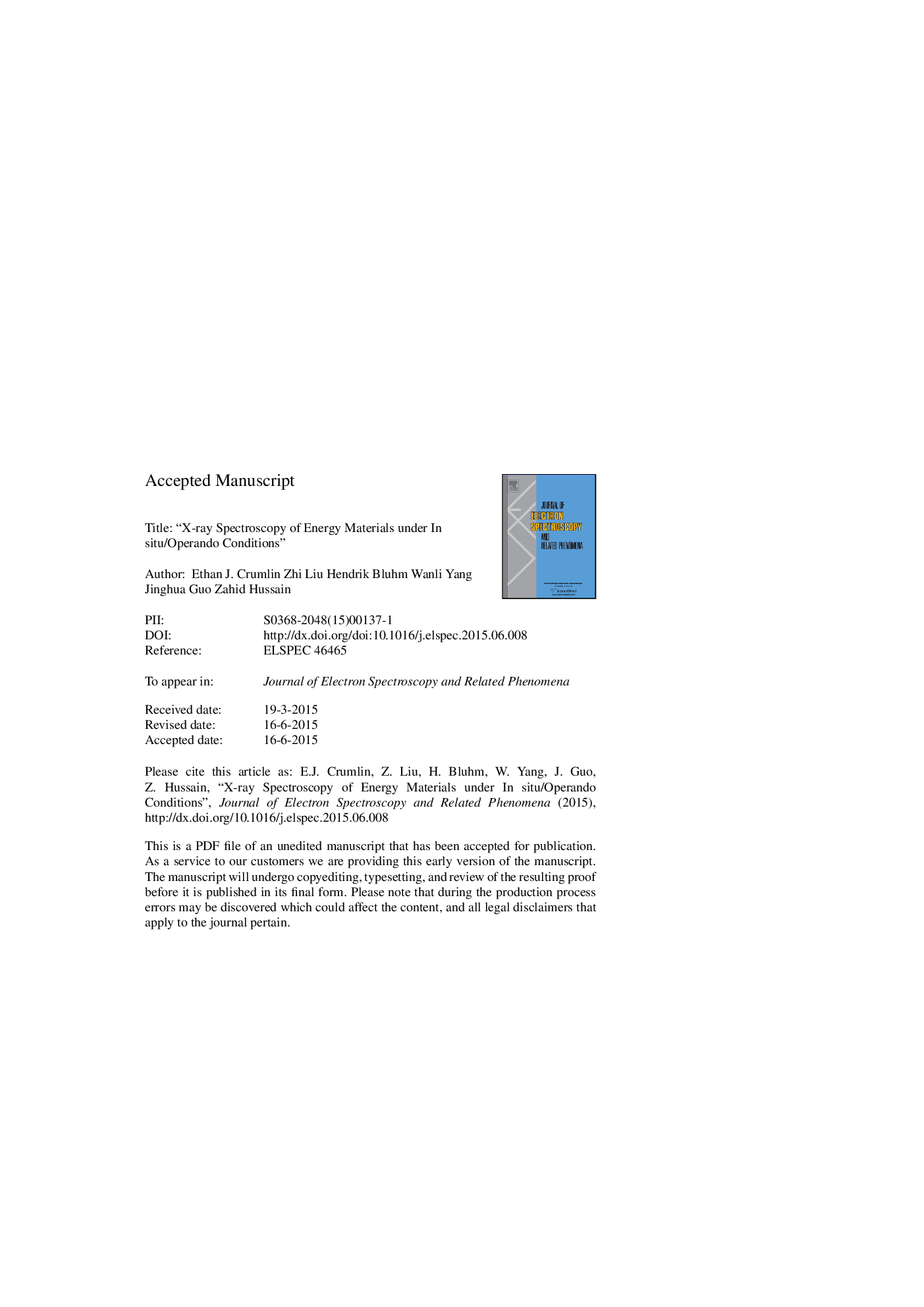 X-ray spectroscopy of energy materials under in situ/operando conditions