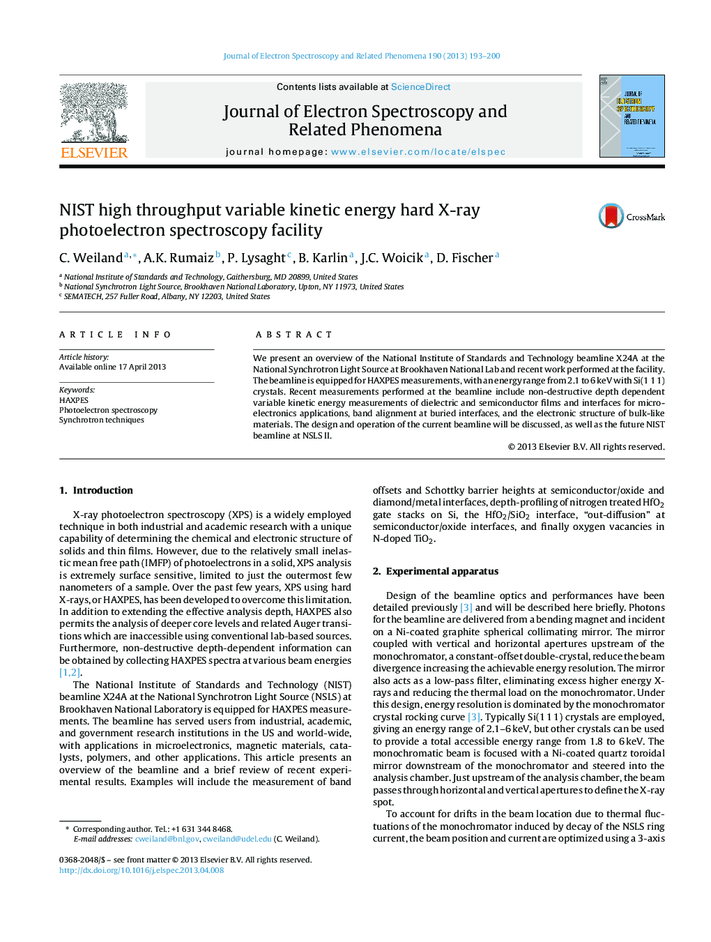 NIST high throughput variable kinetic energy hard X-ray photoelectron spectroscopy facility