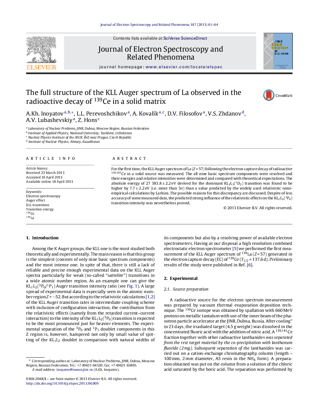 The full structure of the KLL Auger spectrum of La observed in the radioactive decay of 139Ce in a solid matrix