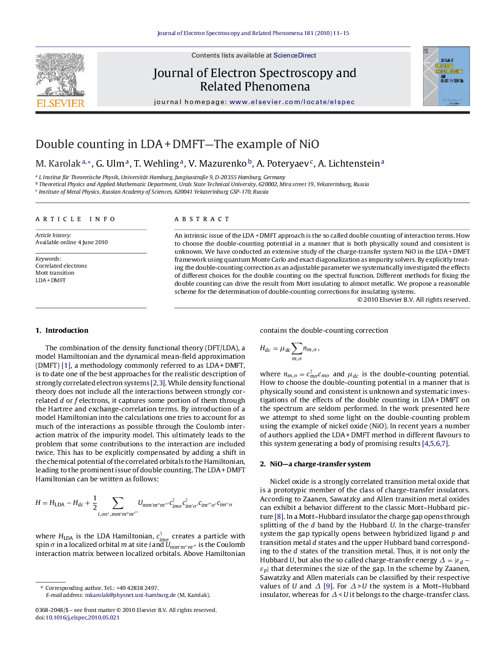 Double counting in LDAÂ +Â DMFT-The example of NiO