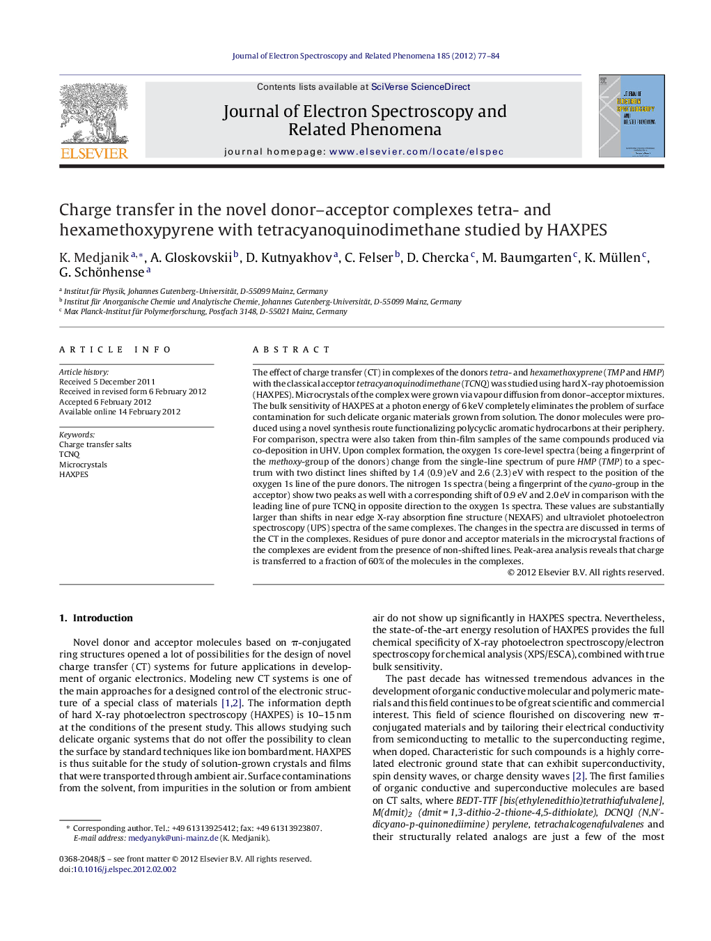 Charge transfer in the novel donor-acceptor complexes tetra- and hexamethoxypyrene with tetracyanoquinodimethane studied by HAXPES